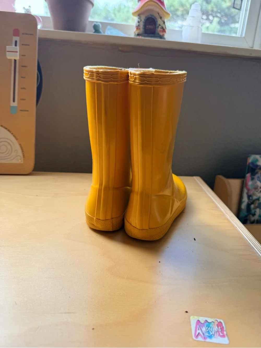Hunter Kids Yellow Rubber Rain Boots